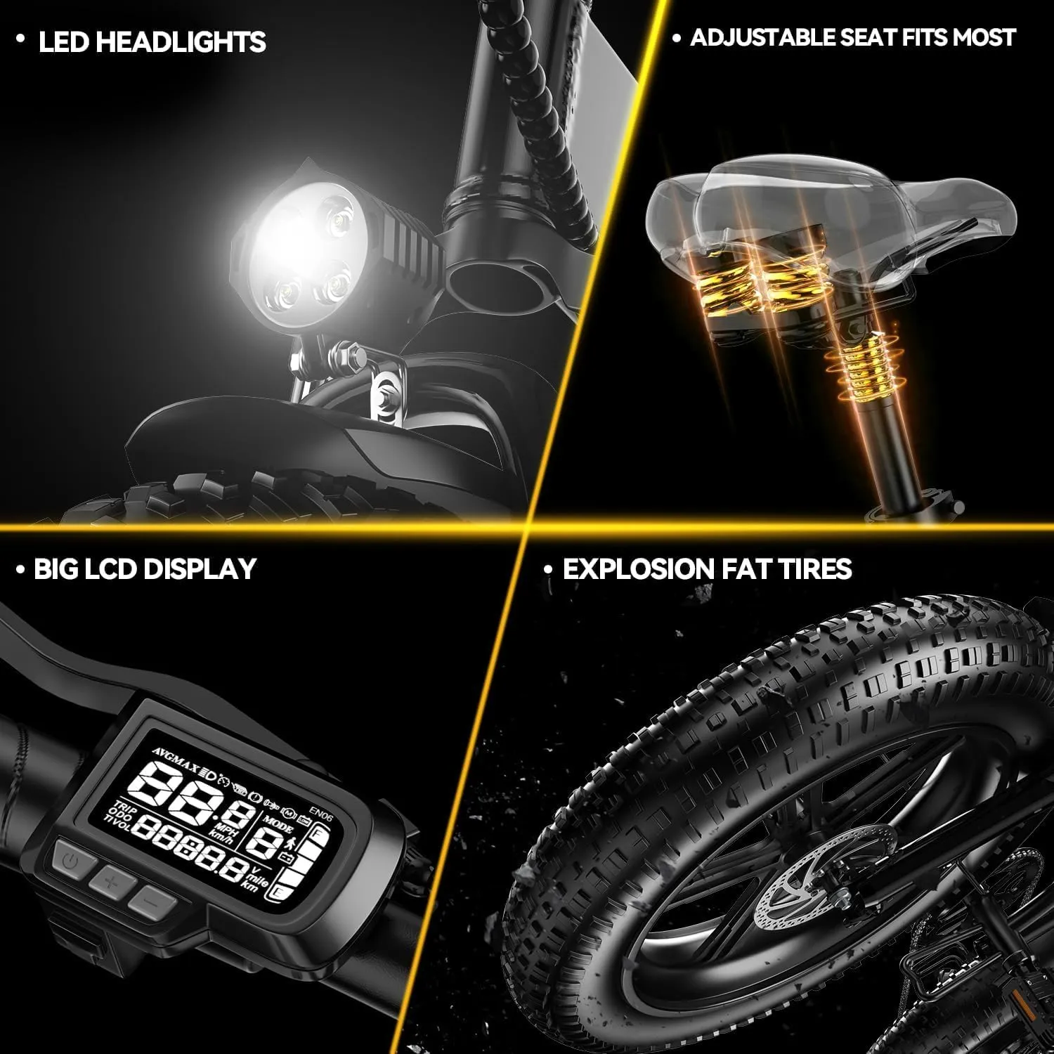 1000W Folding Electric Bike, 48V 20.8AH Large Removable Battery E-Bike, 30 MPH, 80 Miles Max Range, 20" Fat Tire Electric Bike for Adults, Adult Electric Bicycles for Commute