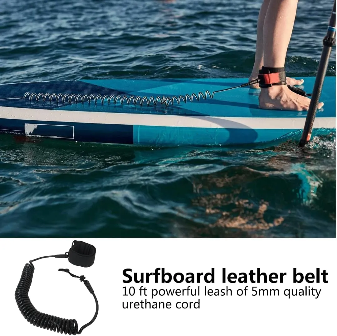 2025 NEW 10FT Powerful Coiled SUP Leash with 5mm Urethane Cord, Surfboard Leash Sup Leg Rope Strap Stand Up Paddleboard Leash - Black