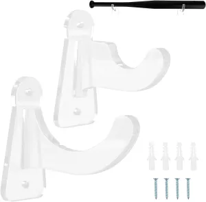 2PCS Baseball Bat Display Case Holder with Screws and Expansion Tubes, Wall Mount Acrylic Baseball Bat Horizontal Rack for Memorabilia Collectible, Fits to 2-5/8 inch Barrel(Transparent)