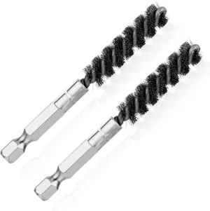 2PCS Golf Clubs Head Hosel Brush, Stainless Steel Golf Shaft Ferrules Brush Wire Bore Brush Hex Shank Handle Electric Drill Wire Brush for Deeply Clean Debris Dust Glue in Golf Club Hosel Holes