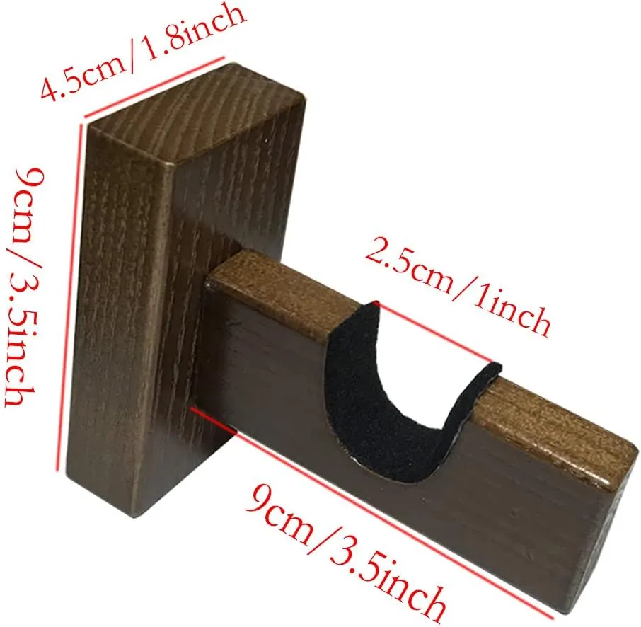 2Pieces Hockey Stick Display Wall Mount - Horizontal Wood Hanger Rack - Bracket