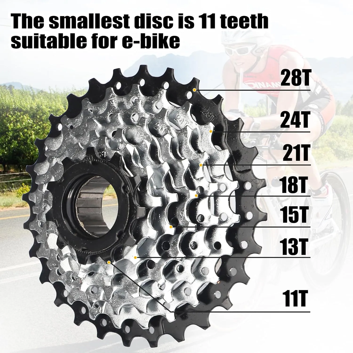 7/8 Speed E-Bike Freewheel 11-28 Teeth/11-32 Teeth Screw On Multiple Freewheel Threaded Type Freehub Replacement Parts