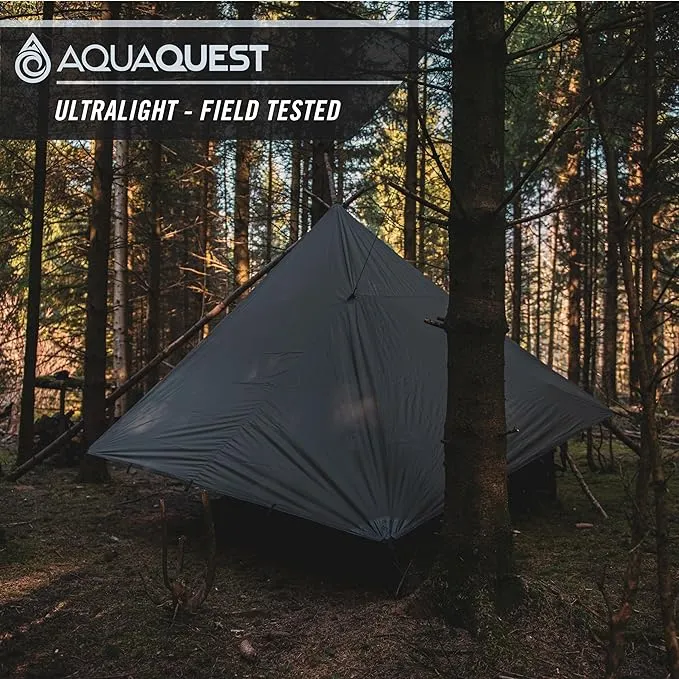 AquaQuest Guide Camping Tarp - Ultralight Tent Cover or Rain Fly - Waterproof Camping Gear Must Haves for Hiking, Hammock, Bivy & Survival, 10 x 10 ft, Olive Drab