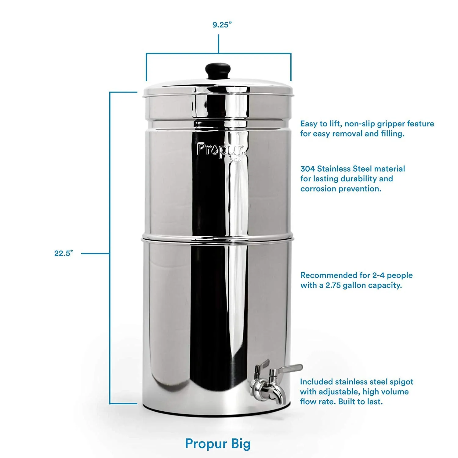 BIG  Gravity Filter 3 Gal for 4  People by ProOne