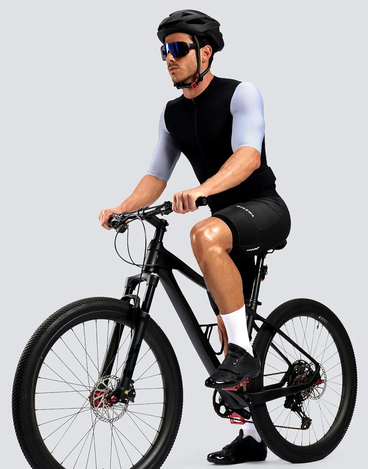 Bikewa Men's Cycling Shorts 7" 4D Padded Bike Shorts for Men Road Biking Bicycle Riding Cycle Biker Phone Pockets