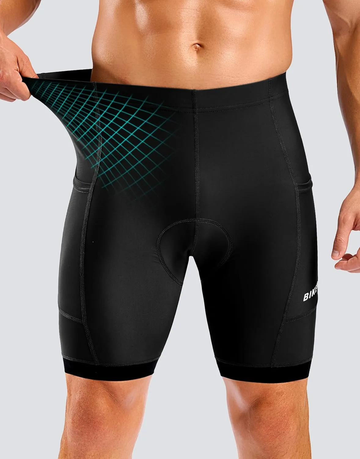 Bikewa Men's Cycling Shorts 7" 4D Padded Bike Shorts for Men Road Biking Bicycle Riding Cycle Biker Phone Pockets
