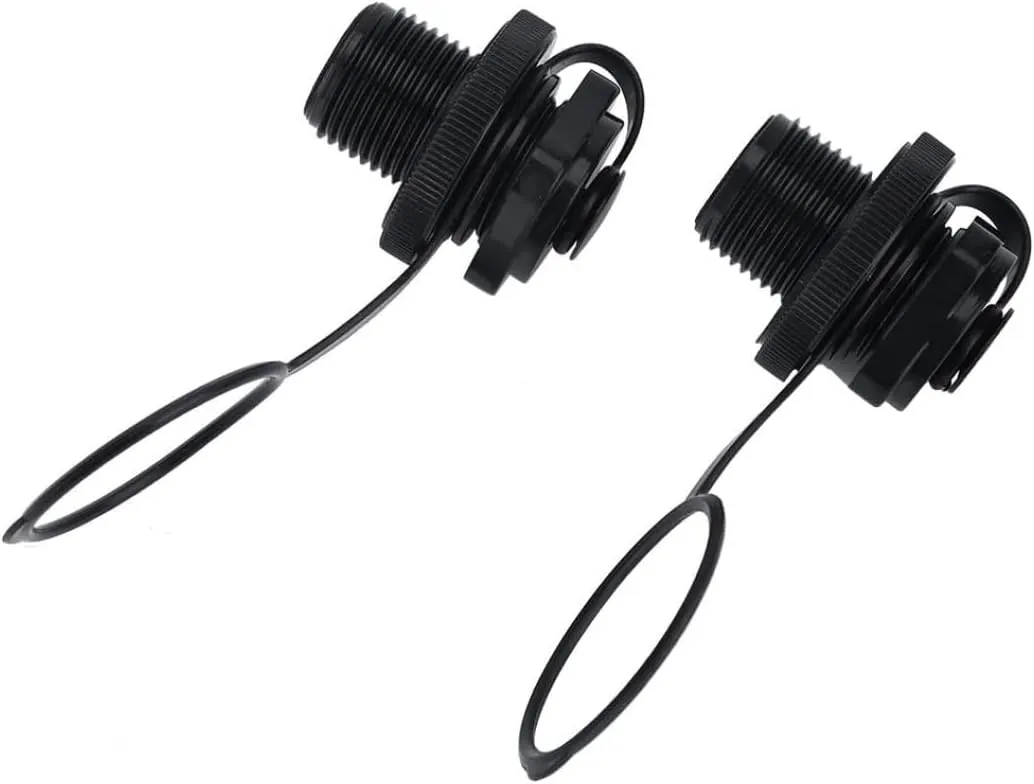 Boat Air Valve Kayak Raft Plug Rubber Raft Air Plug Airbed Screw Cap Replacement Inflatable Accessory Black 2PCS ~