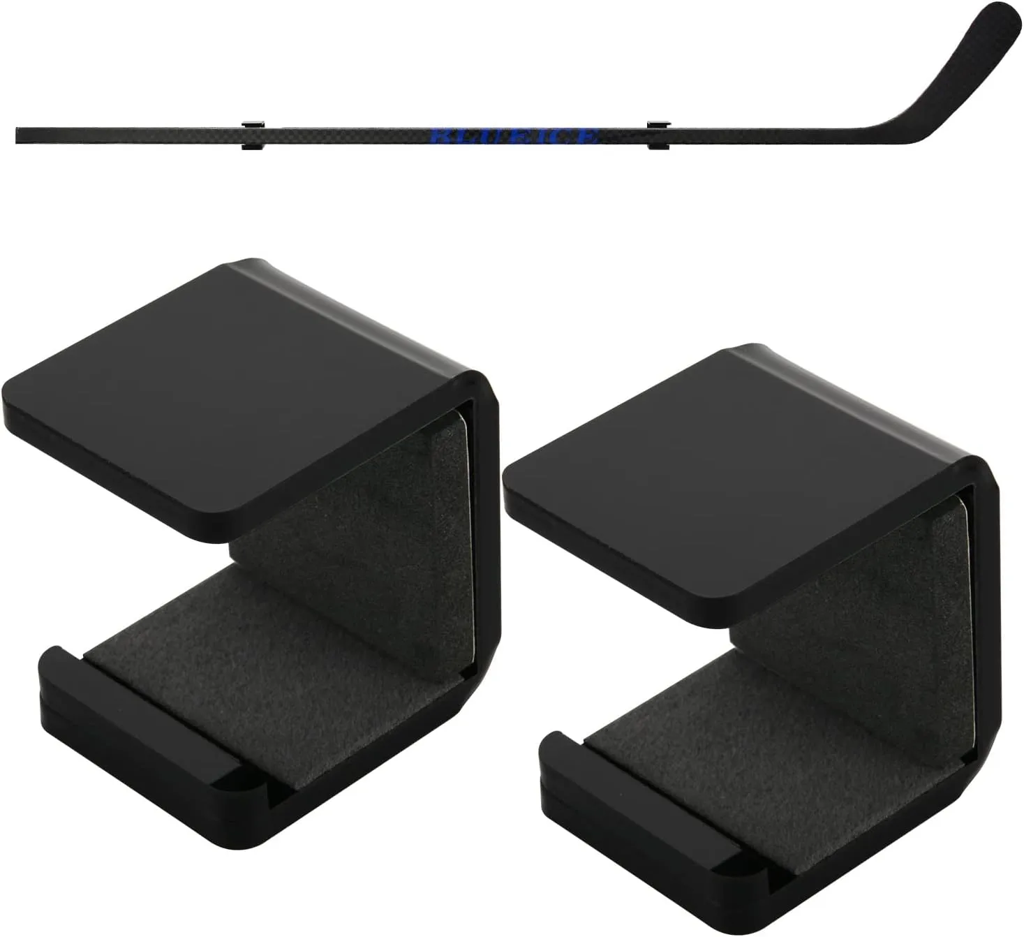 Cosmos 1 Pair Hockey Stick Wall Mount Rack - Horizontal Display Holder & Storage Organizer Hanger for Ice Hockey Stick, Space-Saving Display Bracket with Anti-Scratch Pad (Solid Black)