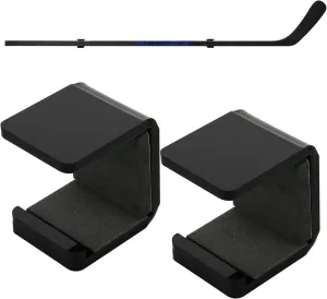 Cosmos 1 Pair Hockey Stick Wall Mount Rack - Horizontal Display Holder & Storage Organizer Hanger for Ice Hockey Stick, Space-Saving Display Bracket with Anti-Scratch Pad (Solid Black)