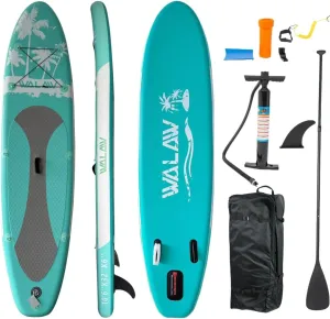 EBIZ&TECH Stand Up Paddle Board Ultra-Light SUP Paddle Board with Fins,Adjustable Paddle, Backpack, Leash,Hand Pump,Repair Kit