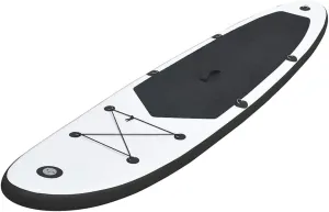 Enjoy Water Fun with Inflatable Stand Up Paddleboard Set, Durable Construction, Complete Accessories for Stability and Easy Transport, Black and White