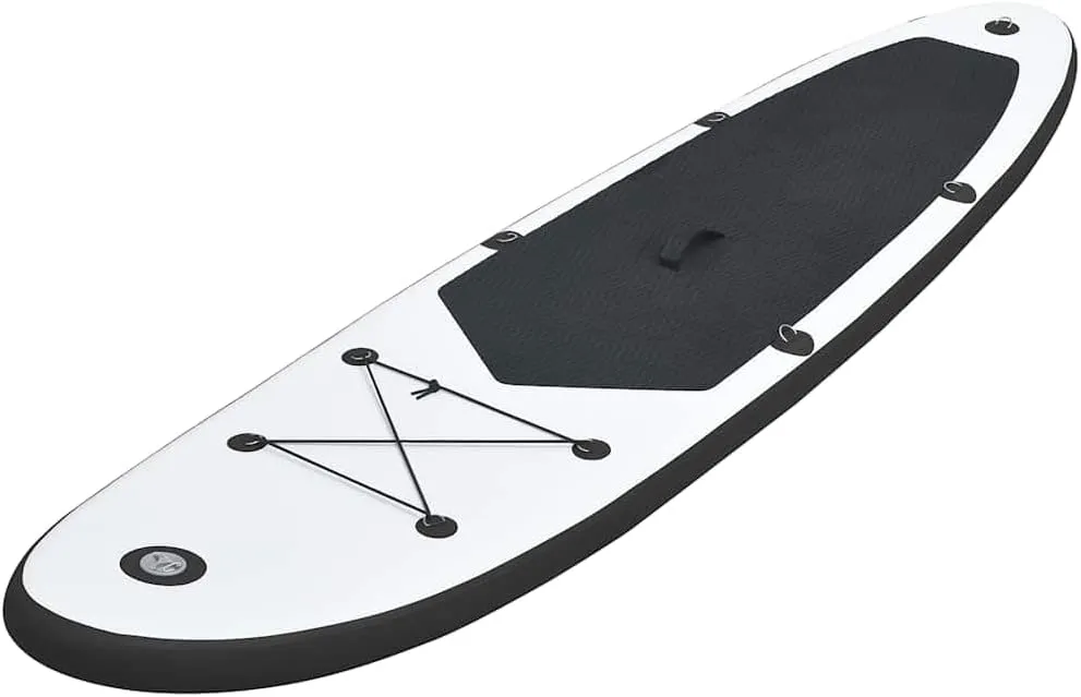 Enjoy Water Fun with Inflatable Stand Up Paddleboard Set, Durable Construction, Complete Accessories for Stability and Easy Transport, Black and White