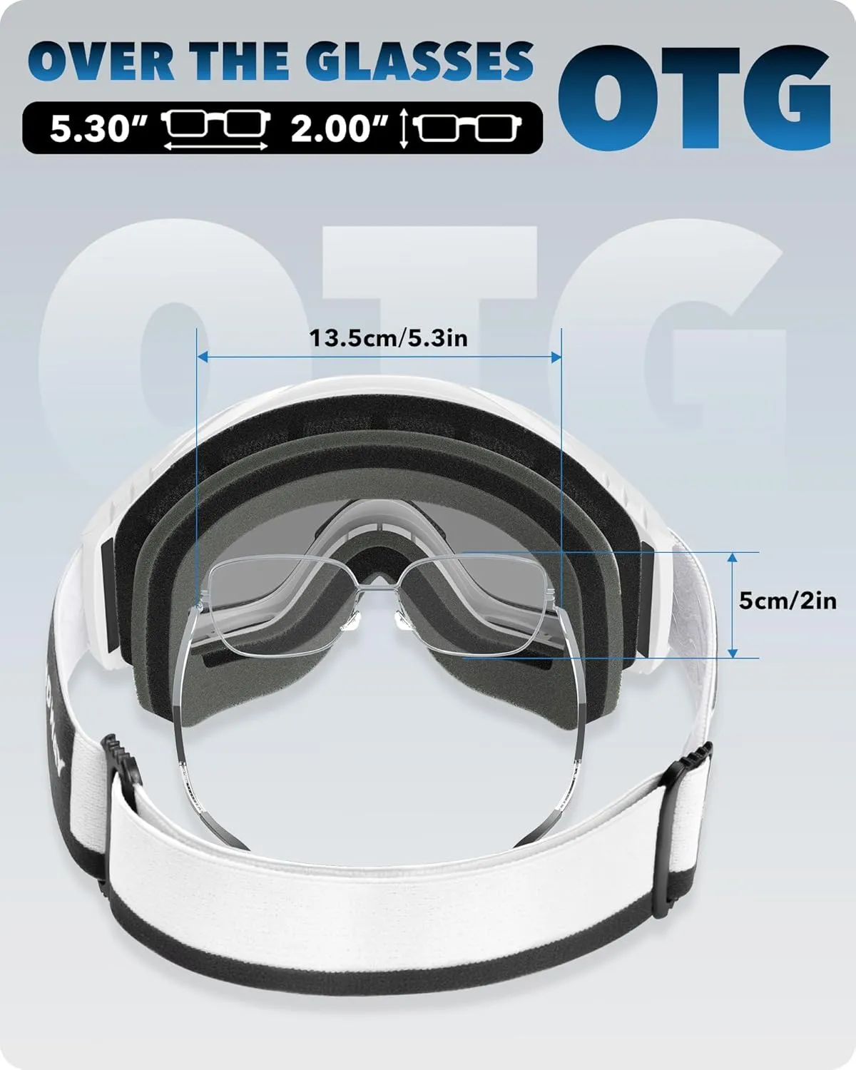 findway OTG Ski Goggles - Over Glasses Snow Snowboard Goggles for Men Women Adult & Youth - Anti-Fog 100% UV Protection