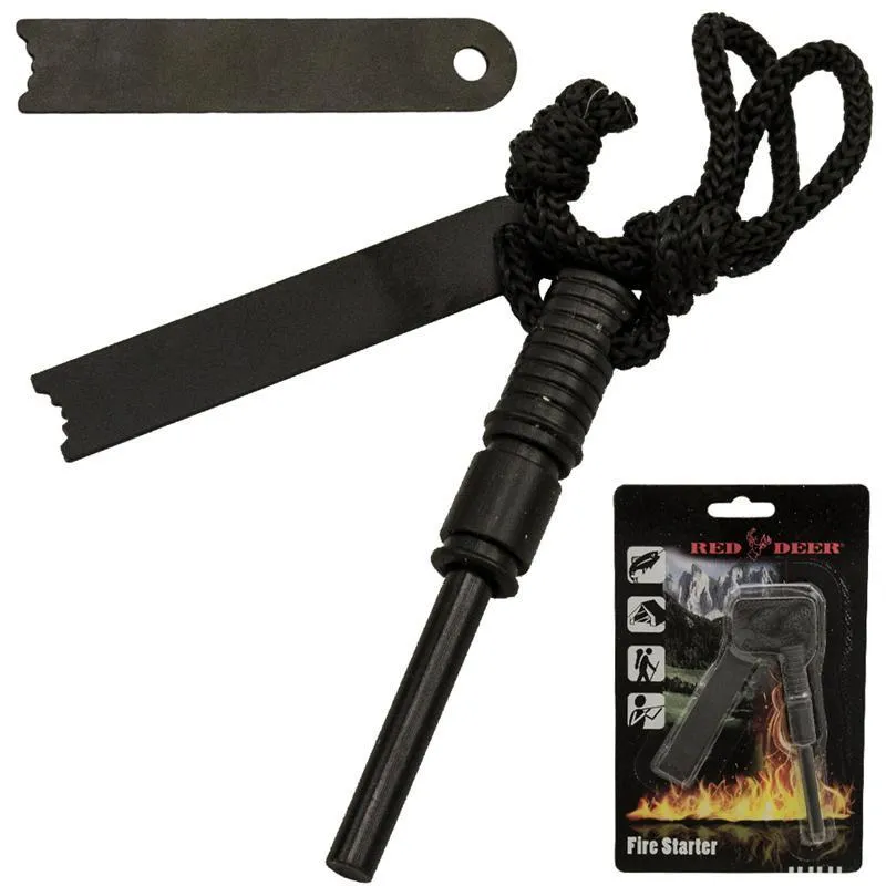 Fire Starter Set with Paracord Red Deer Emergency Survival Tool