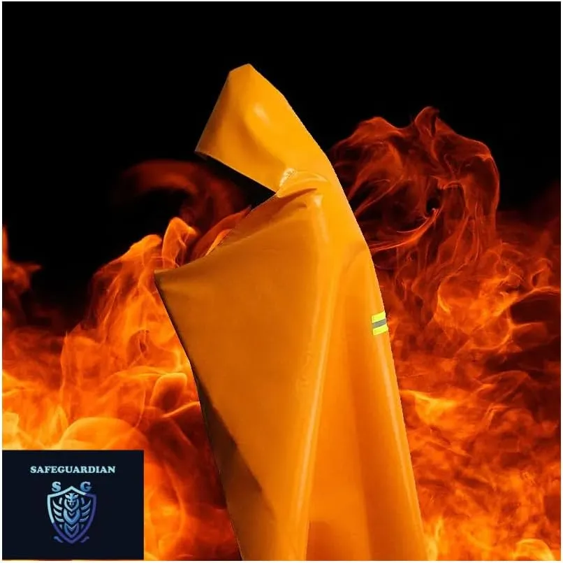 Fireproof Blanket Fire Cloak | Hooded Fire Blanket | Emergency Fire Blankets For Full Body | Emergency Fire Escape Hooded Cape with Reflective Strips | Heat Resistant Up to 1100F | 65*61
