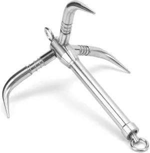 Foldable Grapnel Anchor with Triple Grip, 316 Stainless Steel Hardware for Boats, Yachts, Rafts Canoes, Easy Storage Strong Gripping