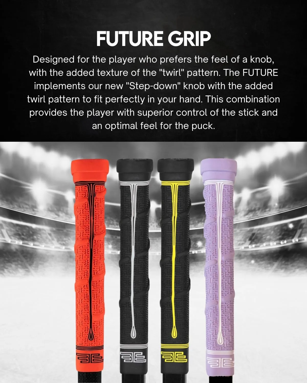 Future Rubber Replacement Hockey Grip - Step Down Knob, Two-Tiered Player Knob with Twirl, Fits All Stick Sizes for Superior Control and Puck Feel