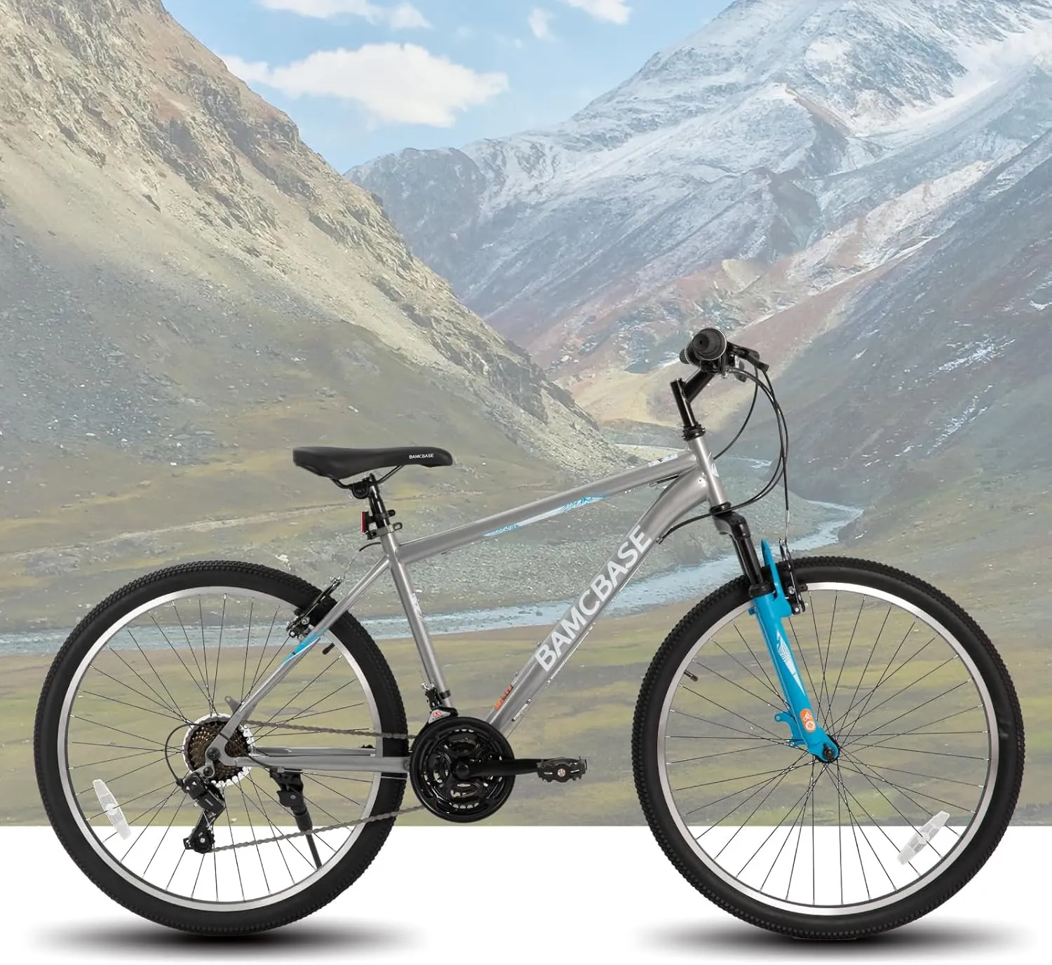 HILAND 26 27.5 29 Inch Mountain Bike, Mens Womens MTB with 21 Speeds, High-Tensile Steel Frame, V Brake, Hardtail Bicycle for Adults