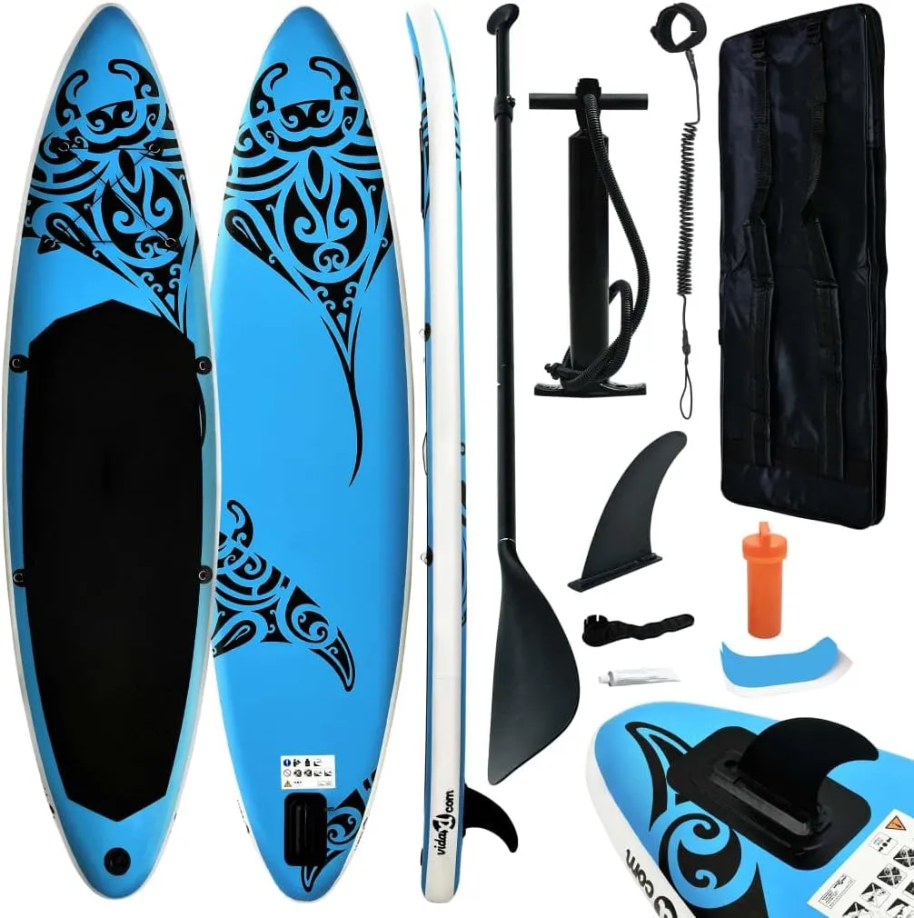 Inflatable Stand Up Paddleboard Set 126"x29.9"x5.9" Blue 11.6kg/25.52ib Paddleboards