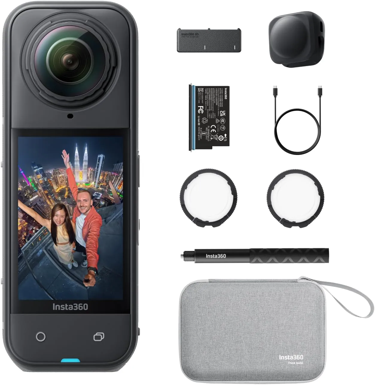 Insta360 X5 Essentials Bundle - Waterproof 8K 360 Action Camera, Leading Low Light, Invisible Selfie Stick Effect, Rugged and Replaceable Lens, 3-Hour Battery, Built-in Wind Guard, Stabilization