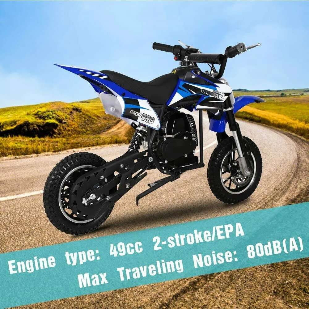 Kids Mini 50CC Gas Dirt Bike, DB1 Model 2 Stroke Ride on Bike with Off-Road Tire, Shocks, Pull Start, Oil Mixed Required, Support Up to 165lbs