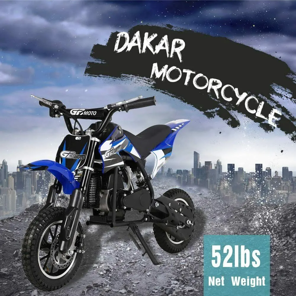 Kids Mini 50CC Gas Dirt Bike, DB1 Model 2 Stroke Ride on Bike with Off-Road Tire, Shocks, Pull Start, Oil Mixed Required, Support Up to 165lbs