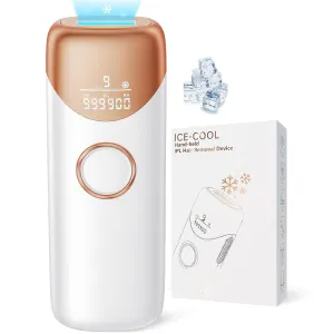 Laser Hair Removal with 5 Ice Cooling, Painless IPL Laser Hair Removal Device 3 In 1 Ubroo At Home Hair Remover Machine for Women Men Electrolysis Permanent Epilator on Face Body Depilation (Gold)