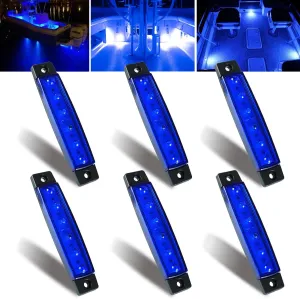 LED Boat Interior Lights Marine Boat Lights Courtesy Light Strip Deck Transom Cockpit Navigation Lighting Waterproof 12V for Pontoon Sailboat Kayak (6Pcs) (Blue)