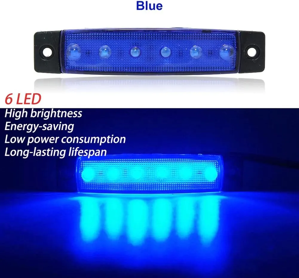 LED Boat Interior Lights Marine Boat Lights Courtesy Light Strip Deck Transom Cockpit Navigation Lighting Waterproof 12V for Pontoon Sailboat Kayak (6Pcs) (Blue)