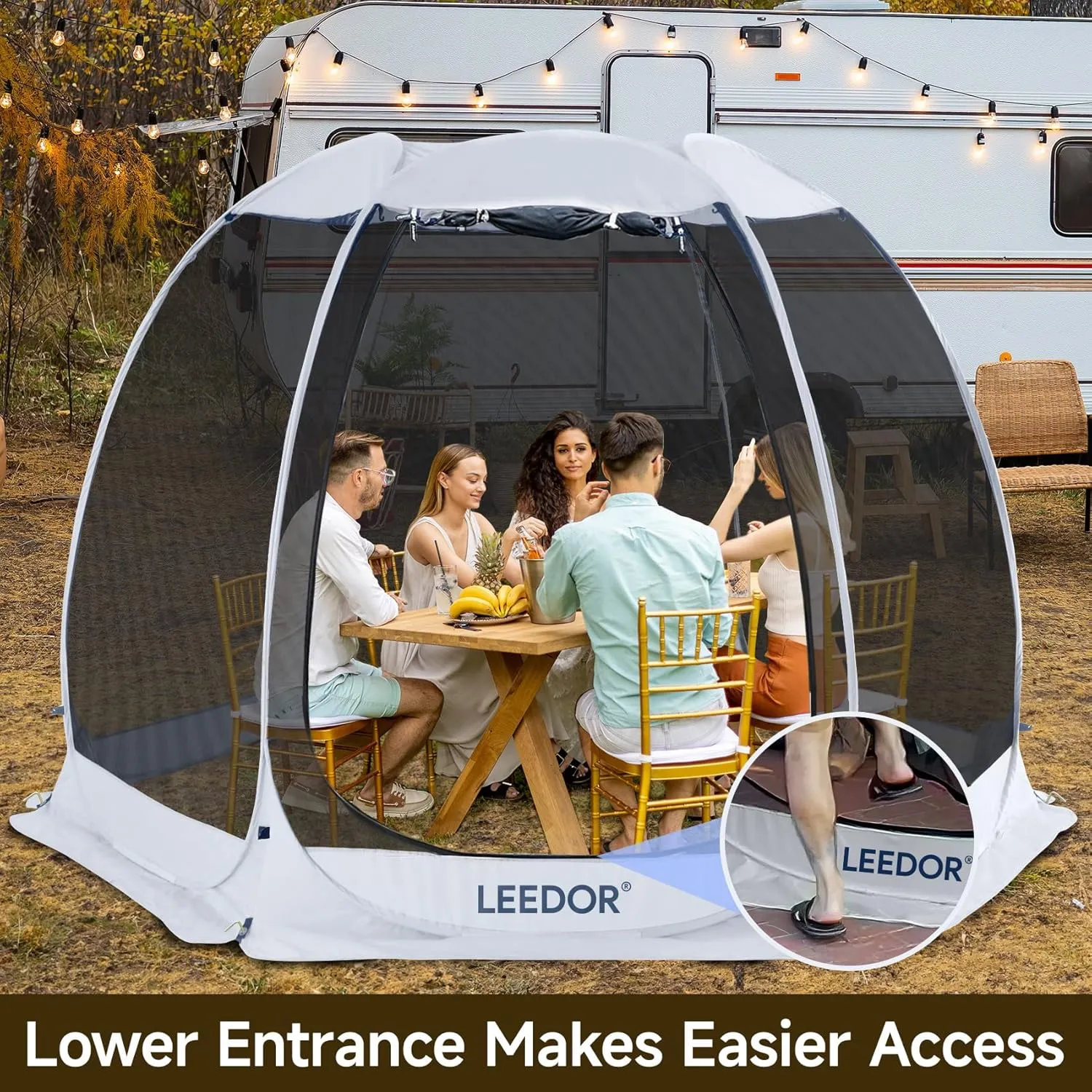 LEEDOR Pop Up Screen House, 6-10-15 Person Outdoor Screen TentCamping Screen Room with Carry Bag, Screened Gazebo with Mosquito Netting, Instant UV Resistant Sun Shelter for Garden, Patio, Backyard