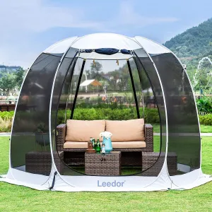 LEEDOR Pop Up Screen House, 6-10-15 Person Outdoor Screen TentCamping Screen Room with Carry Bag, Screened Gazebo with Mosquito Netting, Instant UV Resistant Sun Shelter for Garden, Patio, Backyard