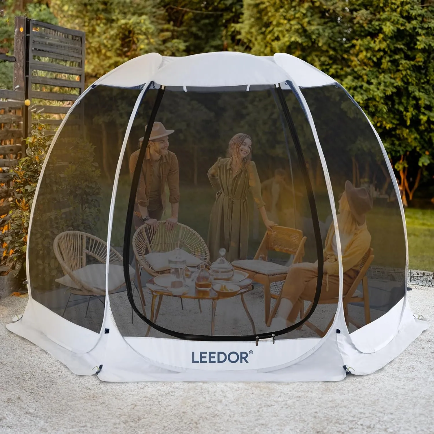 LEEDOR Pop Up Screen House, 6-10-15 Person Outdoor Screen TentCamping Screen Room with Carry Bag, Screened Gazebo with Mosquito Netting, Instant UV Resistant Sun Shelter for Garden, Patio, Backyard