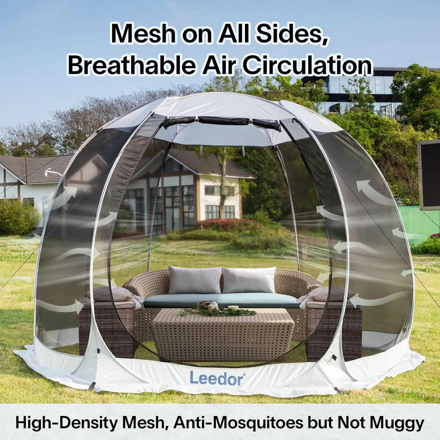 LEEDOR Pop Up Screen House, 6-10-15 Person Outdoor Screen TentCamping Screen Room with Carry Bag, Screened Gazebo with Mosquito Netting, Instant UV Resistant Sun Shelter for Garden, Patio, Backyard