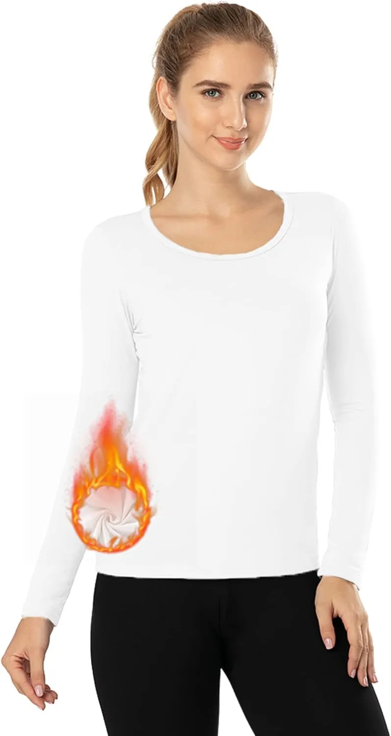 MANCYFIT Thermal Tops for Women Fleece Lined Shirt Long Sleeve Base Layer V Neck