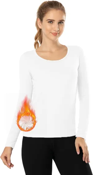 MANCYFIT Thermal Tops for Women Fleece Lined Shirt Long Sleeve Base Layer V Neck