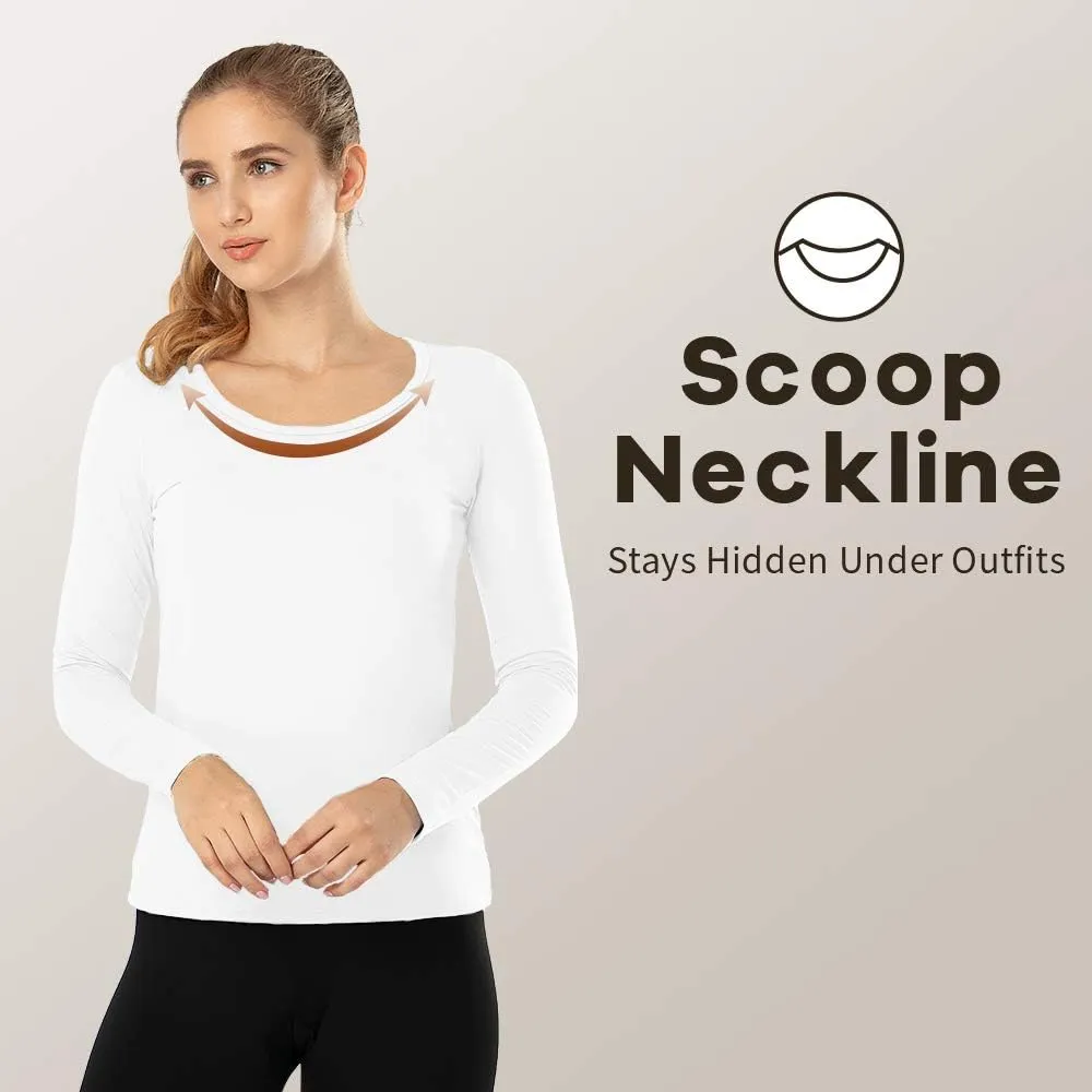 MANCYFIT Thermal Tops for Women Fleece Lined Shirt Long Sleeve Base Layer V Neck