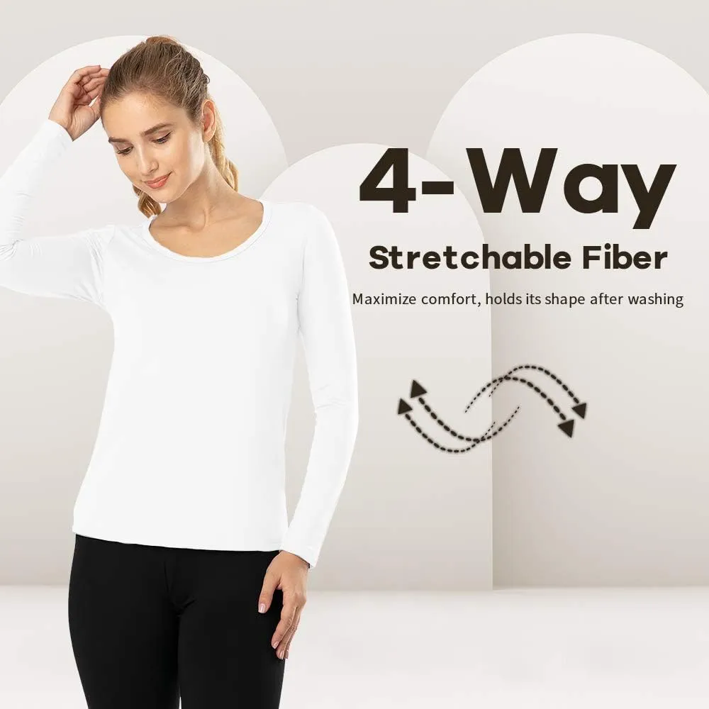 MANCYFIT Thermal Tops for Women Fleece Lined Shirt Long Sleeve Base Layer V Neck
