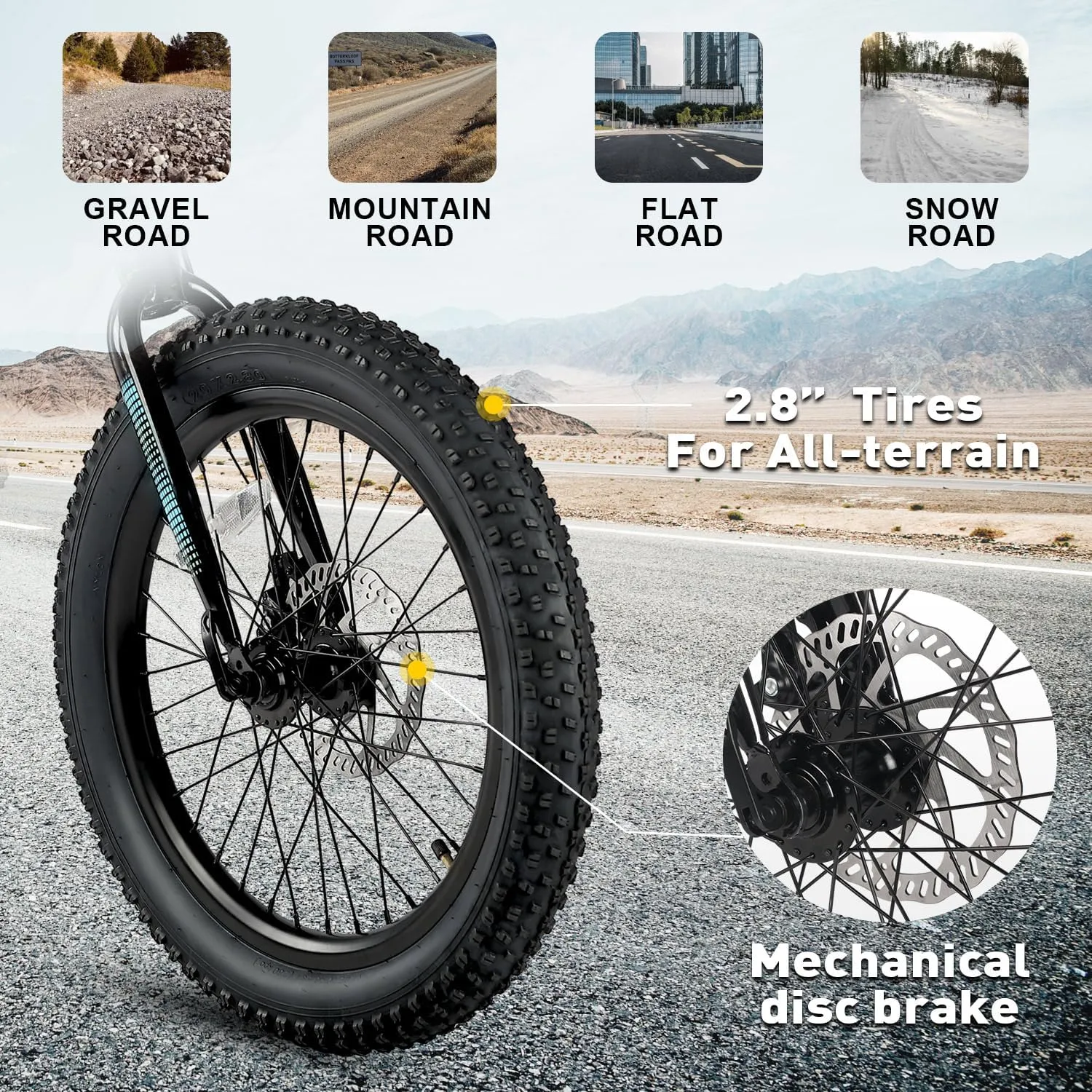 Mars Kids Mountain Bike, 20 24 Inch Fat Tire Bike for Teen Ages 6-14 Year Old, Bicycle with 2.8-Inch Wide Tires and 6 Speed Drivetrain, Multiple Colors