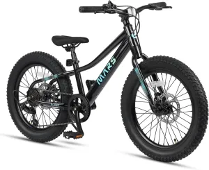 Mars Kids Mountain Bike, 20 24 Inch Fat Tire Bike for Teen Ages 6-14 Year Old, Bicycle with 2.8-Inch Wide Tires and 6 Speed Drivetrain, Multiple Colors
