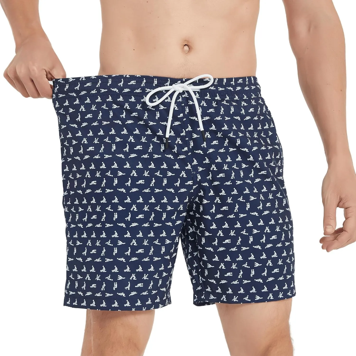 Mens Swim Trunks 7 Inch Inseam Board Shorts with Compression Liner Swimsuit Bathing Suit Quick Dry