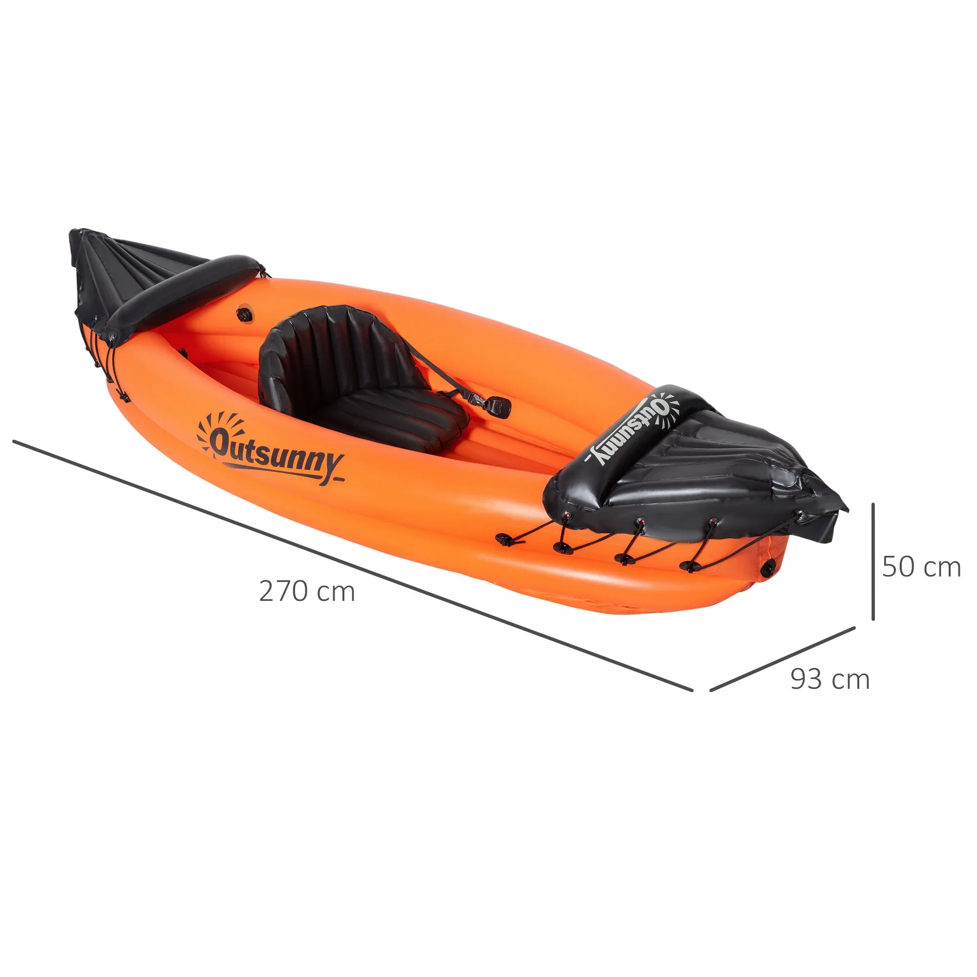 Outsunny Inflatable Kayak, 1-Person Inflatable Boat, Inflatable Canoe Set Orange