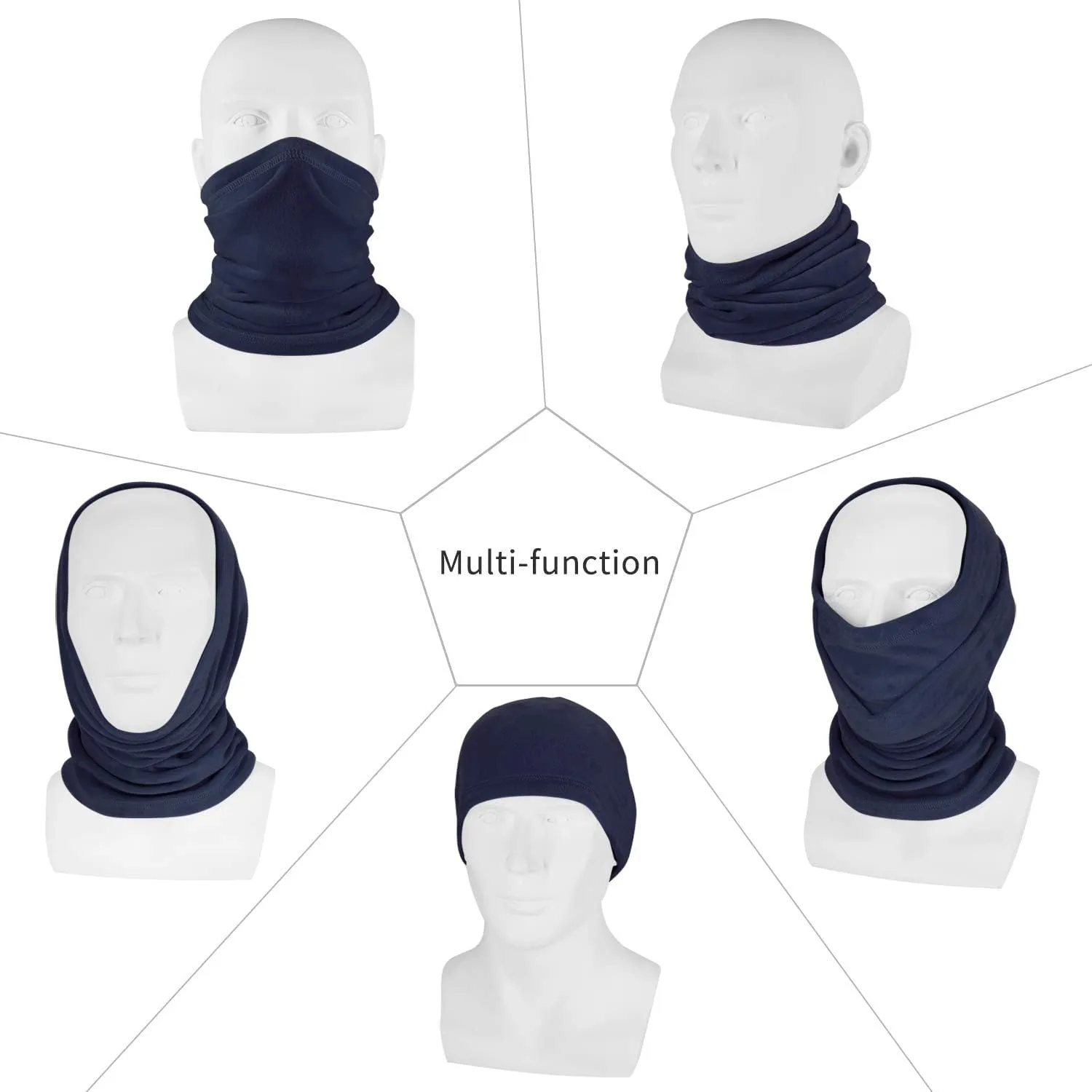 Polar Fleece Neck Warmer - Windproof Winter Neck Gaiter Cold Weather Face Mask For Men Women - 1 Pack