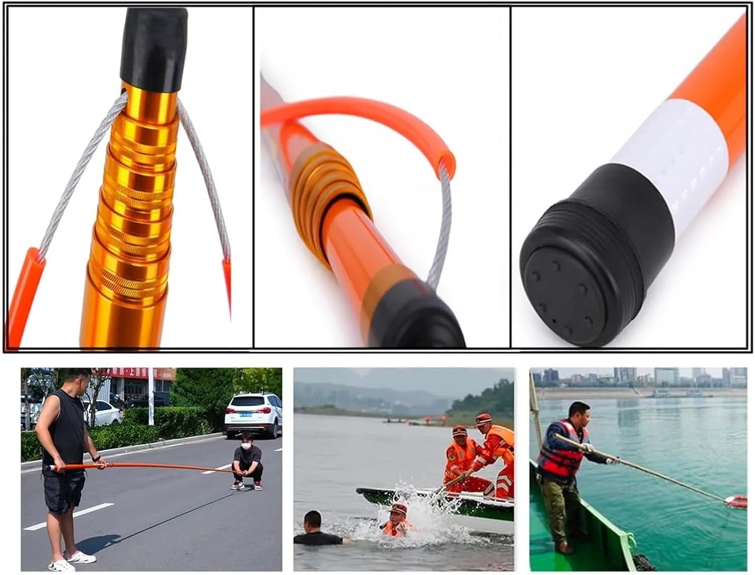 Pool Safety Hook,Safety Hook Pool Pole, Adjustable Heavy Duty Pool Pole Rescues Equipment Life-Saving Rod Stick Salvage Rods Emergency Safety Hooks(1.2-10m(4.9ft-32.8ft))