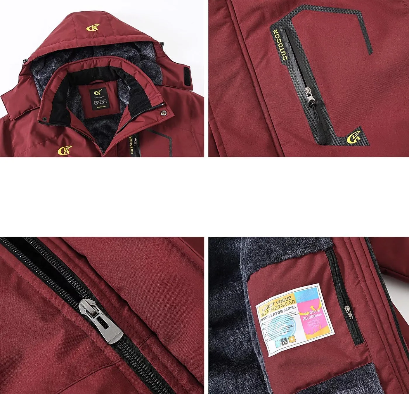 QPNGRP Mens Waterproof Ski Snowboard Jacket Winter Windproof Snow Coat