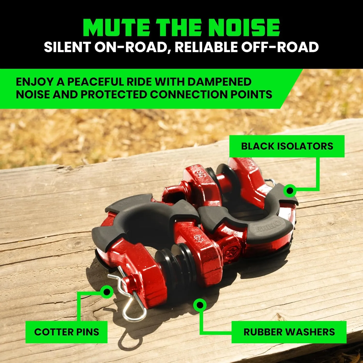 Rhino USA Super D Ring Shackles (2-Pack) - 70,548lb Break Strength  Heavy Duty 3/4" Clevis Shackle with 7/8 Pin for Towing & Off-Road Use - Pairs with Tow Strap for Vehicle Recovery (Red)