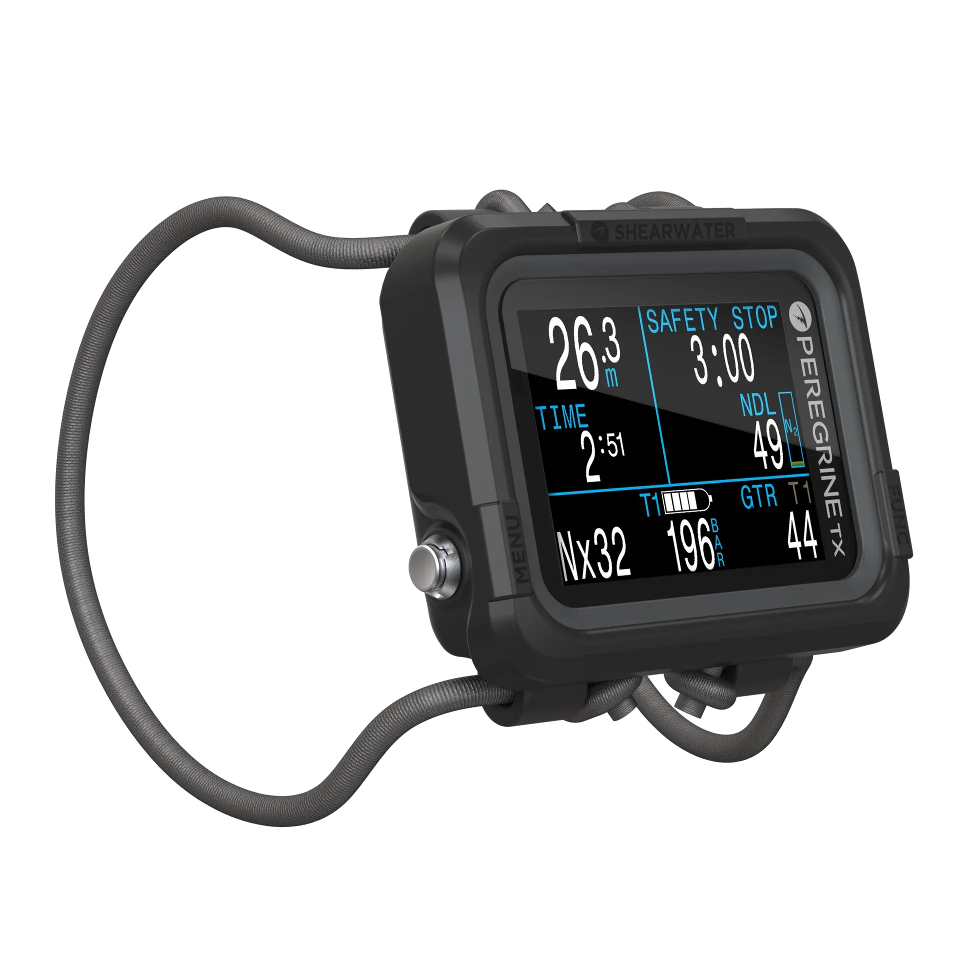 Shearwater PEREGRINE TX 16004 Air, Nitrox, 3 Gas Nitrox, Gauge - 3 OC Gases Vibration Alerts