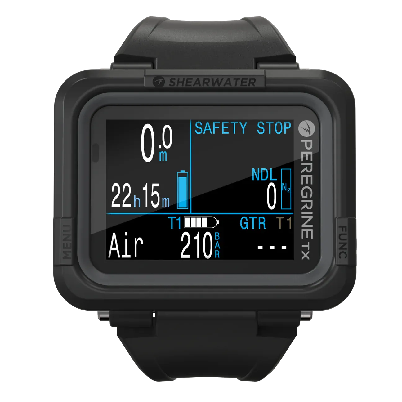 Shearwater PEREGRINE TX 16004 Air, Nitrox, 3 Gas Nitrox, Gauge - 3 OC Gases Vibration Alerts
