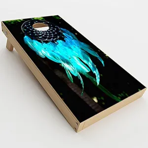 Skin Decals Vinyl Wrap for Cornhole Game Board Bag Toss (2xpcs.) / Dream Catcher Dreamcatcher Blue Feathers