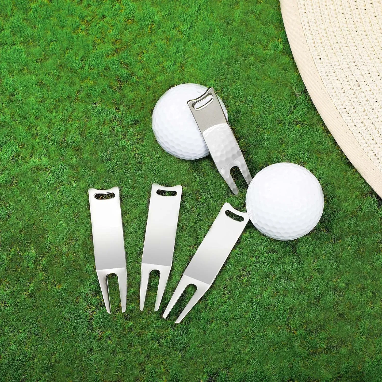 Sotiff Metal Bending Golf Divot Repair Tool Portable Green Divot Fork Metal Golf Repair Tool Accessories Curved Spit for for Golfer Men Women Sports Lovers Fairway Repairing