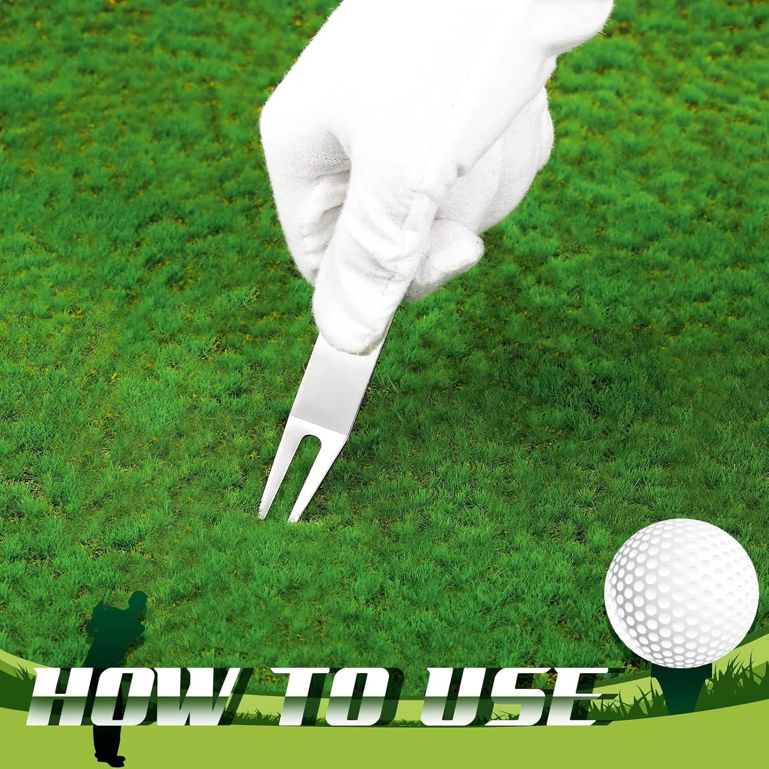 Sotiff Metal Bending Golf Divot Repair Tool Portable Green Divot Fork Metal Golf Repair Tool Accessories Curved Spit for for Golfer Men Women Sports Lovers Fairway Repairing